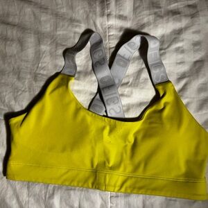 Yellow Figs Medium  Sports Bra with Grey Straps